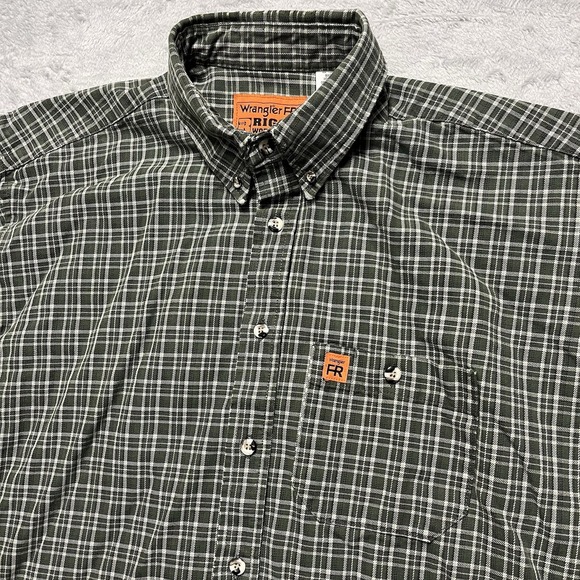 Wrangler Other - Wrangler Shirt Mens XLT Green Plaid Riggs Workwear FR Fire Resistant HRC2